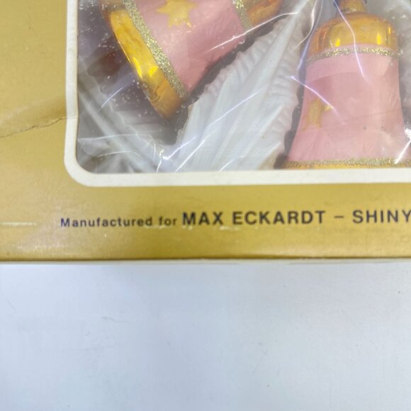 vintage 6 piece bell shaped glass christmas tree ornaments with glitter accents - Picture 7 of 10